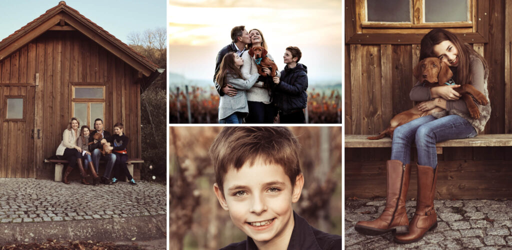 Familienfotoshooting mit Einzelbildern von den Kindern
